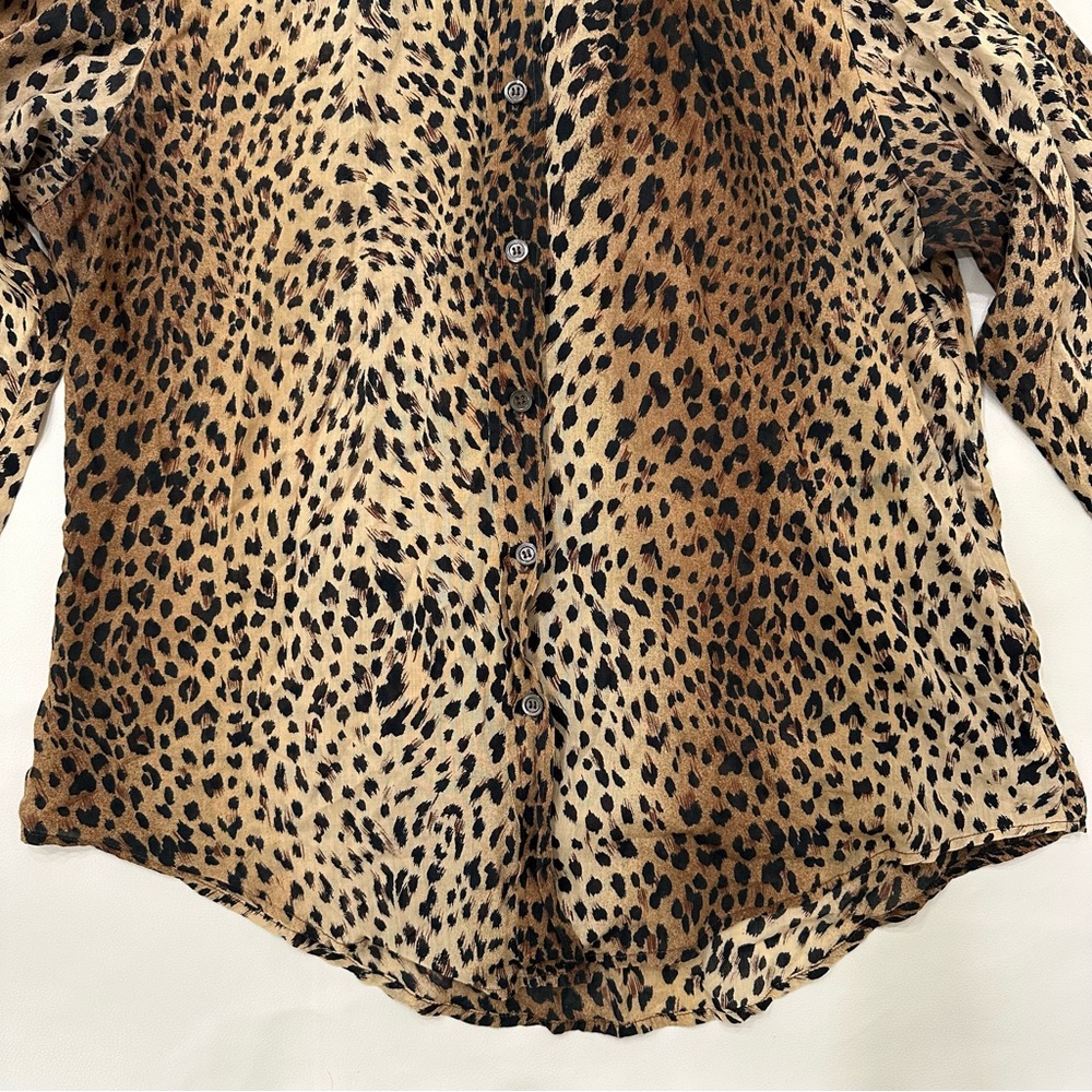 Vintage Moschino Mare Leopard Print Casual Button-Down Shirt US 32/S IT 40 - Picture 3 of 13